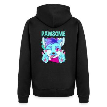 Pawsome I Furry Fandom Cospaly - Unisex Premium Bio Zip Hoodie - Schwarz - Hinten - Nico (187cm)