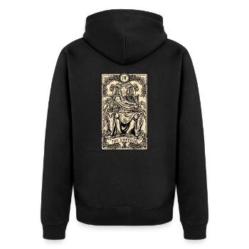 The Emperor I Goth Tarot Card I Fortune Teller - Unisex Premium Bio Zip Hoodie - Schwarz - Hinten - Nico (187cm)
