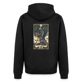 The Hermit I Witchcraft Tarot Card I Fortune - Unisex Premium Bio Zip Hoodie - Schwarz - Hinten - Nico (187cm)