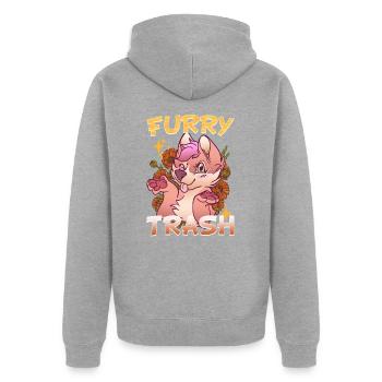 Furry Trash I Furries Convention I Anime Cosplay - Unisex Premium Bio Zip Hoodie - Grau meliert - Hinten - Nico (187cm)