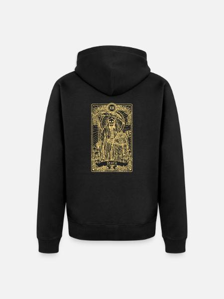 Śmierć I Szatańska Karta Tarota I Wróżka - Ekologiczna rozpinana bluza z kapturem Premium unisex - czarny