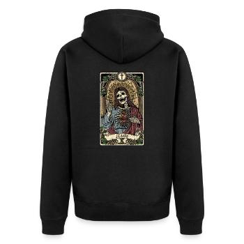 Jesus I Tarot Card I Hellseher - Unisex Premium Bio Zip Hoodie - Schwarz - Hinten - Nico (187cm)