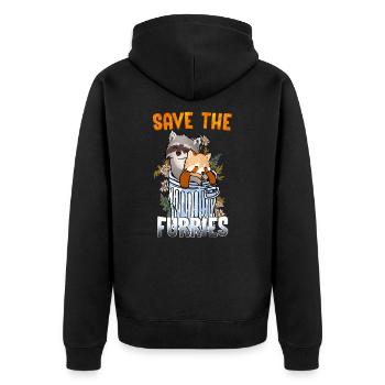Save the Furries I Furry Fandom Anime Cosplay - Unisex Premium Bio Zip Hoodie - Schwarz - Hinten - Nico (187cm)