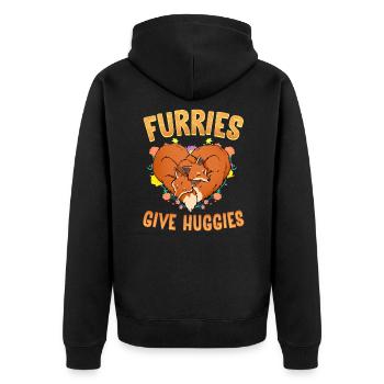Furries give Huggies I Furry Fandom I Cosplay - Unisex Premium Organic Zip Hoodie - black - Back - Nico (187cm)