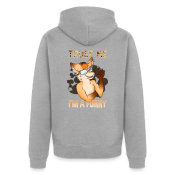 Trust me I'm a Furry I Furries Cosplay Fandom - Unisex Premium Bio Zip Hoodie - Grau meliert - Hinten - Nico (187cm)