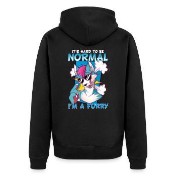 It's hard to be normal I'm a Furry I Cosplay - Unisex Premium Bio Zip Hoodie - Schwarz - Hinten - Nico (187cm)