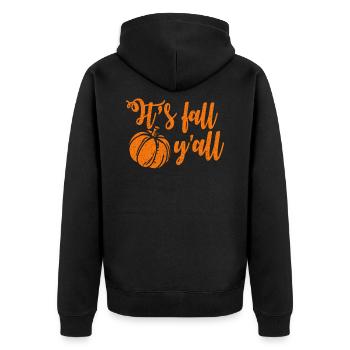 It's Fall Y'all Funny Vintage Pumpkin Gift - Unisex Premium Bio Zip Hoodie - Schwarz - Hinten - Nico (187cm)