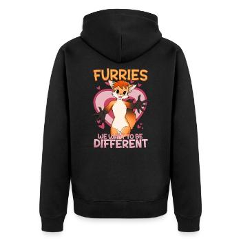 Furries we want to be different I Furries Fandom - Unisex Premium Organic Zip Hoodie - black - Back - Nico (187cm)