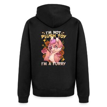 I'm not a plush toy I'm a Furry I Furries Fandom - Unisex Premium Bio Zip Hoodie - Schwarz - Hinten - Nico (187cm)