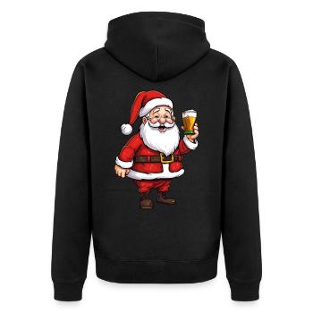 Weihnachtsmann Bier Alkohol Prost Glühwein Schnaps - Unisex Premium Bio Zip Hoodie - Schwarz - Hinten - Nico (187cm)