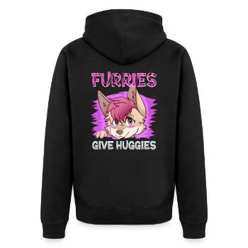 Furries give Huggies I Furry Fandom I Cosplay - Unisex Premium Bio Zip Hoodie - Schwarz - Hinten - Nico (187cm)