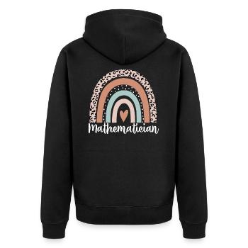 Mathematician Rainbow Leopard Funny Mathematician - Unisex Premium Organic Zip Hoodie - black - Back - Nico (187cm)