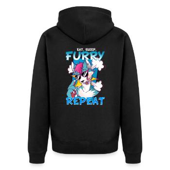 Eat Sleep Furry Repeat I Furries Fandom Cosplay - Unisex Premium Bio Zip Hoodie - Schwarz - Hinten - Nico (187cm)