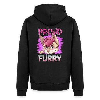 Proud Furry I Furries Cosplay Fandom - Unisex Premium Bio Zip Hoodie - Schwarz - Hinten - Nico (187cm)