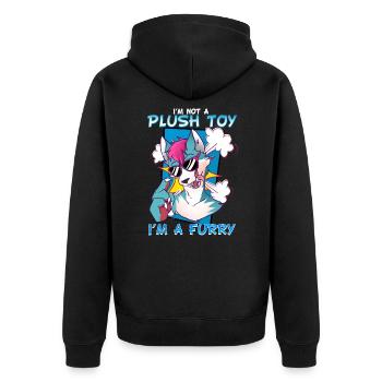 I'm not a plush toy I'm a Furry I Furries Fandom - Unisex Premium Bio Zip Hoodie - Schwarz - Hinten - Nico (187cm)