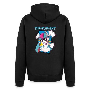 Dif-Fur-Ent I Furry Fandom I Furries Cosplay - Unisex Premium Bio Zip Hoodie - Schwarz - Hinten - Nico (187cm)