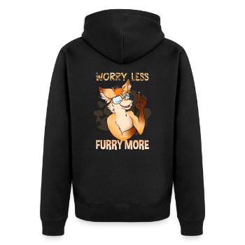 Worry less Furry more I Fursona Cosplay Fandom - Unisex Premium Bio Zip Hoodie - Schwarz - Hinten - Nico (187cm)