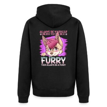 Always be yourself unless you can be a Furry - Unisex Premium Bio Zip Hoodie - Schwarz - Hinten - Nico (187cm)