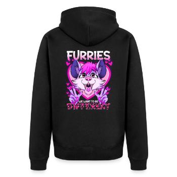 Furries we want to be different I Furries Fandom - Unisex Premium Organic Zip Hoodie - black - Back - Nico (187cm)
