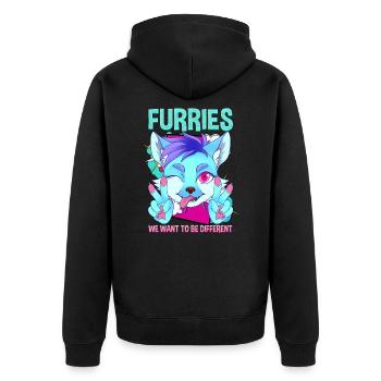 Furries we want to be different I Furries Fandom - Unisex Premium Organic Zip Hoodie - black - Back - Nico (187cm)