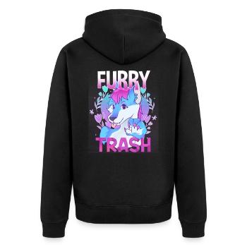 Furry Trash I Furries Convention I Anime Cosplay - Unisex Premium Bio Zip Hoodie - Schwarz - Hinten - Nico (187cm)
