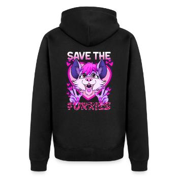 Save the Furries I Furry Fandom Anime Cosplay - Unisex Premium Bio Zip Hoodie - Schwarz - Hinten - Nico (187cm)