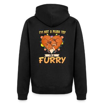 I'm not a plush toy I'm a Furry I Furries Fandom - Unisex Premium Bio Zip Hoodie - Schwarz - Hinten - Nico (187cm)