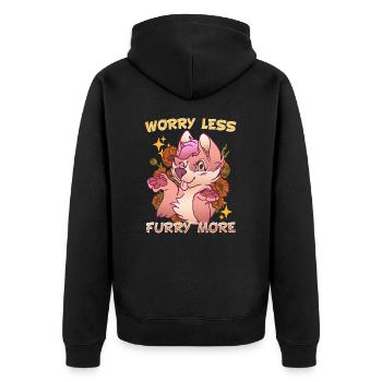 Worry less Furry more I Fursona Cosplay Fandom - Unisex Premium Bio Zip Hoodie - Schwarz - Hinten - Nico (187cm)