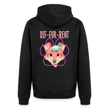 Dif-Fur-Ent I Furry Fandom I Furries Cosplay - Unisex Premium Bio Zip Hoodie - Schwarz - Hinten - Nico (187cm)