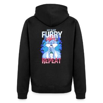 Eat Sleep Furry Repeat I Furries Fandom Cosplay - Unisex Premium Organic Zip Hoodie - black - Back - Nico (187cm)