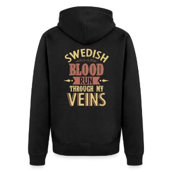Swedish - Unisex Premium Organic Zip Hoodie - black - Back - Nico (187cm)