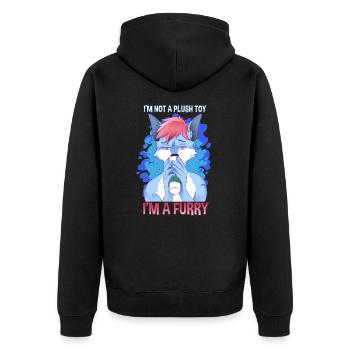 I'm not a plush toy I'm a Furry I Furries Fandom - Unisex Premium Bio Zip Hoodie - Schwarz - Hinten - Nico (187cm)
