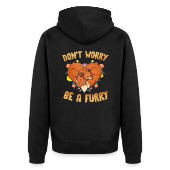 Don't worry be Furry I Furries Fandom I Anime - Unisex Premium Organic Zip Hoodie - black - Back - Nico (187cm)