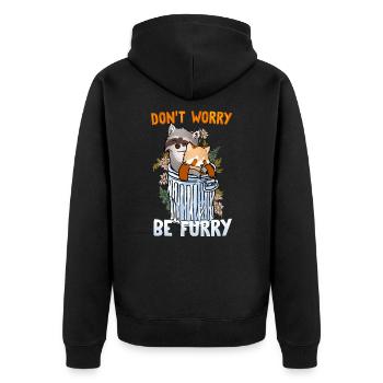 Don't worry be Furry I Furries Fandom I Anime - Unisex Premium Organic Zip Hoodie - black - Back - Nico (187cm)