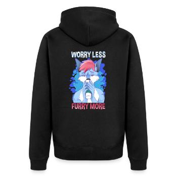Worry less Furry more I Fursona Cosplay Fandom - Unisex Premium Bio Zip Hoodie - Schwarz - Hinten - Nico (187cm)