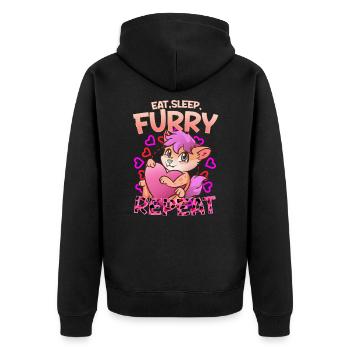 Eat Sleep Furry Repeat I Furries Fandom Cosplay - Unisex Premium Organic Zip Hoodie - black - Back - Nico (187cm)
