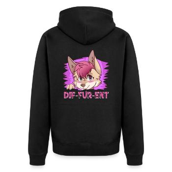 Dif-Fur-Ent I Furry Fandom I Furries Cosplay - Unisex Premium Bio Zip Hoodie - Schwarz - Hinten - Nico (187cm)