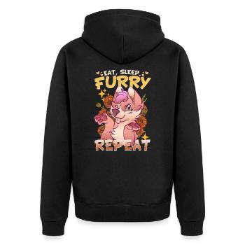 Eat Sleep Furry Repeat I Furries Fandom Cosplay - Unisex Premium Bio Zip Hoodie - Schwarz - Hinten - Nico (187cm)