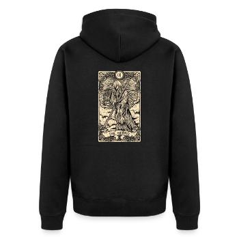 The Hermit I Witchcraft Tarot Card I Fortune - Unisex Premium Bio Zip Hoodie - Schwarz - Hinten - Nico (187cm)