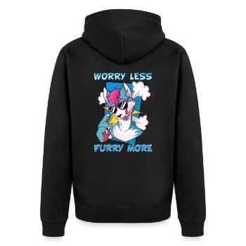 Worry less Furry more I Fursona Cosplay Fandom - Unisex Premium Organic Zip Hoodie - black - Back - Nico (187cm)