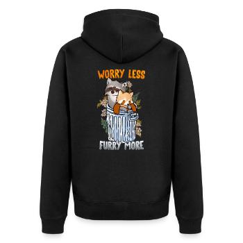 Worry less Furry more I Fursona Cosplay Fandom - Unisex Premium Organic Zip Hoodie - black - Back - Nico (187cm)