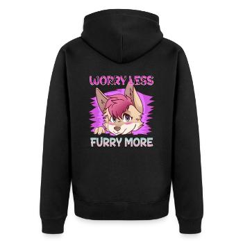 Worry less Furry more I Fursona Cosplay Fandom - Unisex Premium Bio Zip Hoodie - Schwarz - Hinten - Nico (187cm)