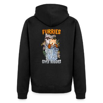 Furries give Huggies I Furry Fandom I Cosplay - Unisex Premium Organic Zip Hoodie - black - Back - Nico (187cm)