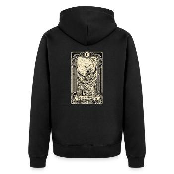The High Priestess I Tarot Card I Fortune Teller - Unisex Premium Bio Zip Hoodie - Schwarz - Hinten - Nico (187cm)