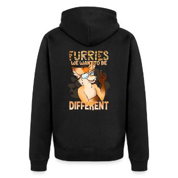 Furries we want to be different I Furries Fandom - Unisex Premium Organic Zip Hoodie - black - Back - Nico (187cm)