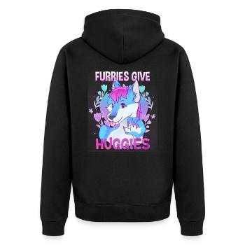 Furries give Huggies I Furry Fandom I Cosplay - Unisex Premium Organic Zip Hoodie - black - Back - Nico (187cm)