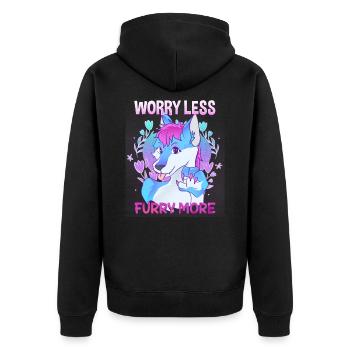 Worry less Furry more I Fursona Cosplay Fandom - Unisex Premium Organic Zip Hoodie - black - Back - Nico (187cm)