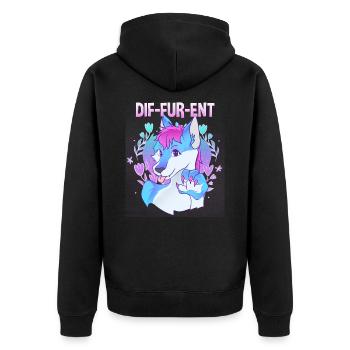 Dif-Fur-Ent I Furry Fandom I Furries Cosplay - Unisex Premium Bio Zip Hoodie - Schwarz - Hinten - Nico (187cm)