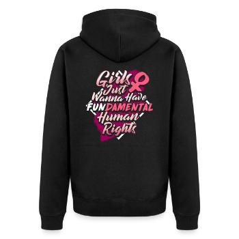 Woman & Human Rights Feminist Quote Gift - Unisex Premium Organic Zip Hoodie - black - Back - Nico (187cm)