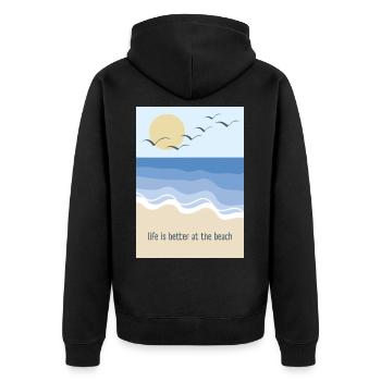 Life is better at the beach - Unisex Premium Bio Zip Hoodie - Schwarz - Hinten - Nico (187cm)